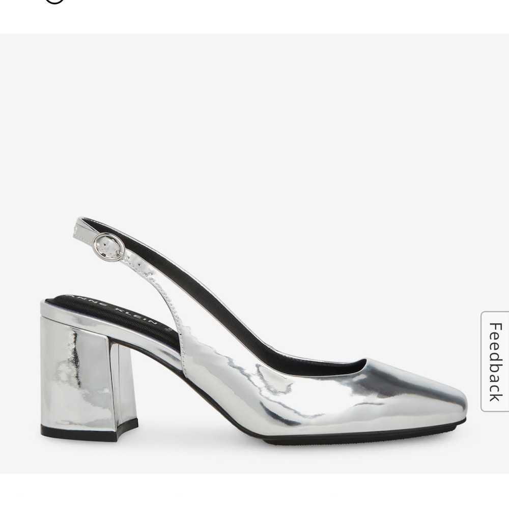 Anne Klein 6.5 Silver Delaney Pumps Silver slingback heels square toe